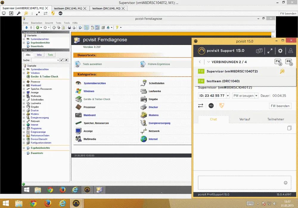 Ein gestarteter Hardwaretest im pcvisit Dashboard