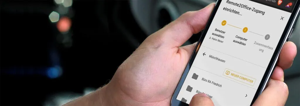 Einrichtung eines pcvisit Remote2Office Zugangs auf dem Smartphone